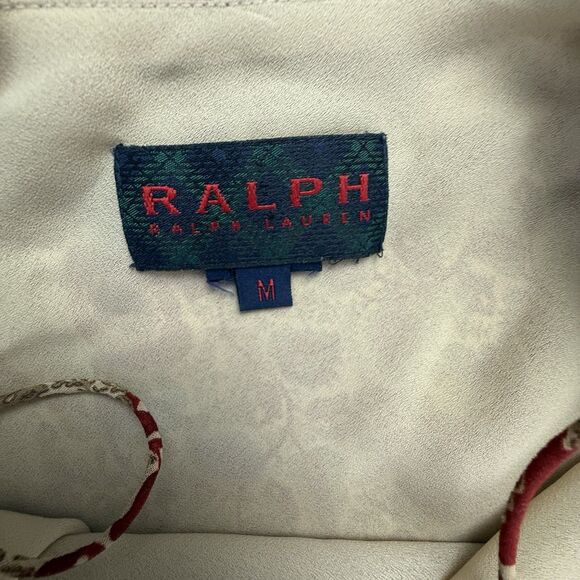 RALPH Ralph Lauren 90s Paisley Floral Slip Dress Medium Y2K Ruffle Bias Cut Midi - Picture 10 of 15